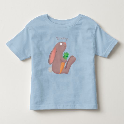 Cute bunny rabbit, zittend met wortelcartoon kinder shirts (Voorkant)