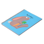 Cute bunny rabbit, zittend met wortelcartoon notitieboek (Linkerzijde)