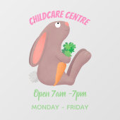 Cute bunny rabbit, zittend met wortelcartoon raamsticker (Vel)