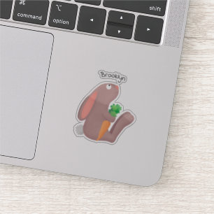 Cute bunny rabbit, zittend met wortelcartoon sticker