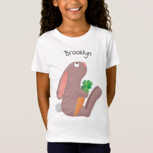 Cute bunny rabbit, zittend met wortelcartoon t-shirt