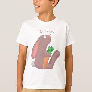 Cute bunny rabbit, zittend met wortelcartoon t-shirt
