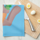 Cute bunny rabbit, zittend met wortelcartoon theedoek (Quarter Fold)