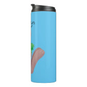 Cute bunny rabbit, zittend met wortelcartoon thermosbeker (Geroteerd rechts)