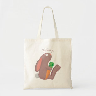 Cute bunny rabbit, zittend met wortelcartoon tote bag