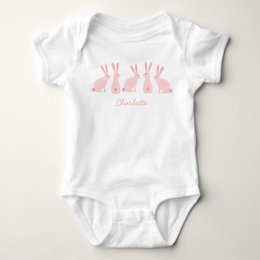 Cute Bunny Rabbits Pink Personalized Romper (Voorkant)