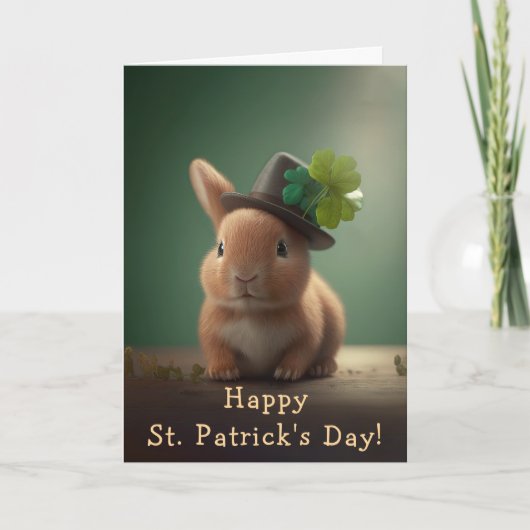 Cute Bunny Ready for St. Patrick's Day Feestdagen Kaart (Voorkant)