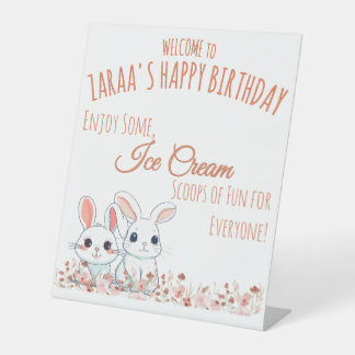 Cute Bunny Reclamebord Met Voetstuk