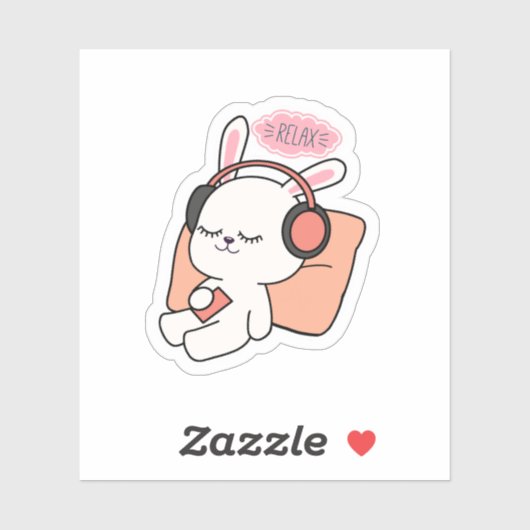 Cute Bunny “Relax” Sticker | Calm & Cozy Aesthetic (Feuille)