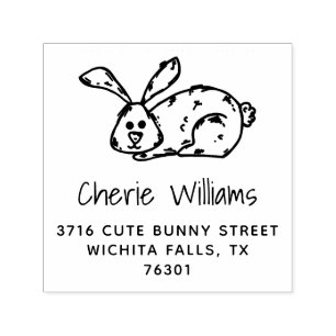 Cute Bunny Retouradres Zelfinkende Rubber Stempel