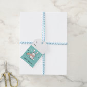 Cute bunny retro green cadeaulabel (Met Touw)