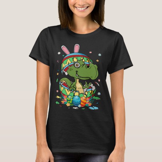 Cute Bunny Rex Dinosaur In Easter Egg Easter Day K T-shirt (Voorkant)