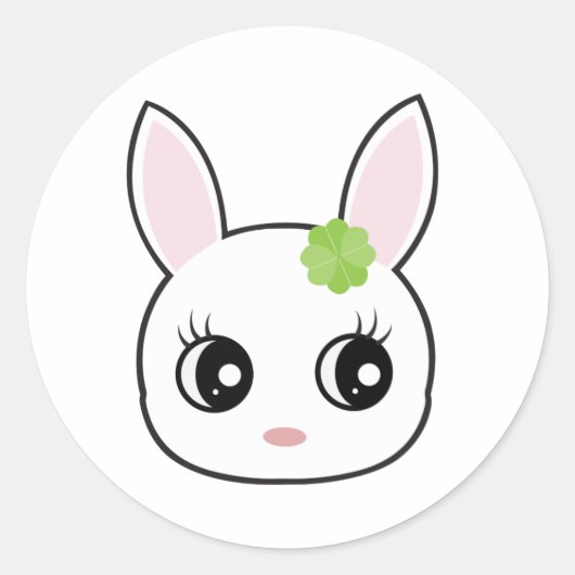 Cute bunny ronde sticker (Voorkant)