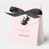 Cute Bunny Silhouette en Butterfly on Pink Party Bedankdoosjes (Voorkant Zijde)