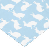 Cute Bunny Silhouettes On Blue Easter Pattern Tafelkleed (Gekanteld)
