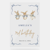 Cute Bunny Spring Enfant 3e fête d'anniversaire Bi (Recto)
