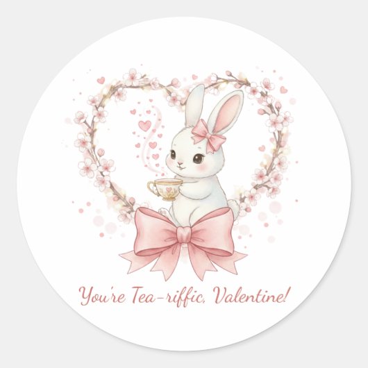 Cute Bunny Tea-riffic Valentine Sticker (Voorkant)