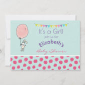 Cute Bunny tenant un Invitation Baby shower de bal (Devant)