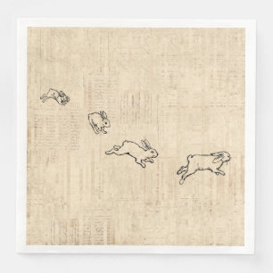 Cute  Bunny Thorming Jumping Rabbits Art Servet