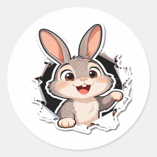 Cute Bunny Torn Paper Sticker (Voorkant)