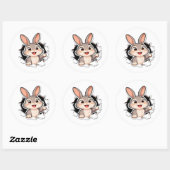 Cute Bunny Torn Paper Sticker (Vel)