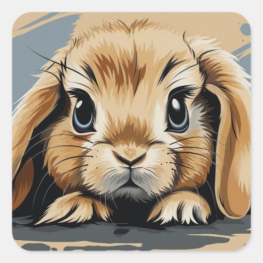 Cute bunny vierkante sticker (Voorkant)
