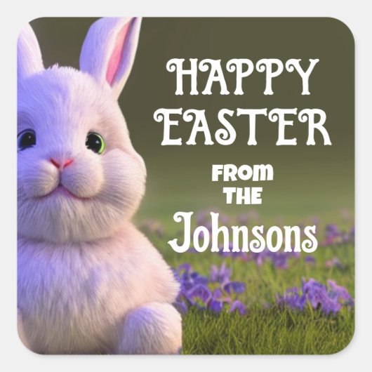 Cute Bunny Vierkante Sticker (Voorkant)