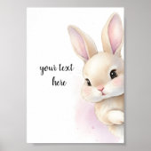 Cute Bunny Watercolor Personalized Text Poster (Voorkant)