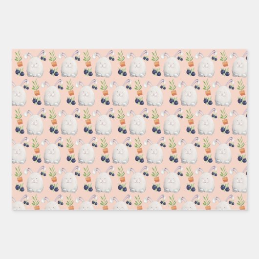 Cute Bunny Waterverf Art Pattern Inpakpapier Vel (Voorkant)