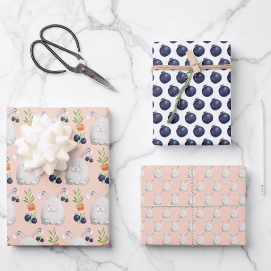 Cute Bunny Waterverf Art Pattern Inpakpapier Vel (Voorkant)