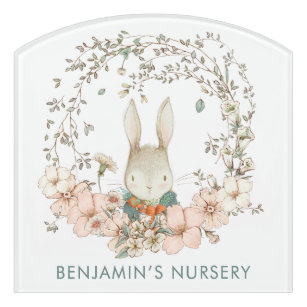  Cute Bunny Whimsical Leaf Boy Name Nursery Deurbordjes