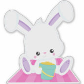 Cute Bunny, White Bunny, Baby Bunny, Beach Bucket Sticker (Voorkant)