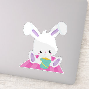 Cute Bunny, White Bunny, Baby Bunny, Beach Bucket Sticker