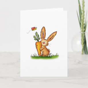 Cute Bunny with Carrot by Gerda Steiner/Send2smile Feestdagen Kaart