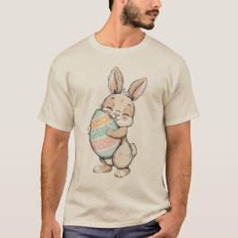 Cute Bunny with Colourful Easter Egg Illustration T-shirt