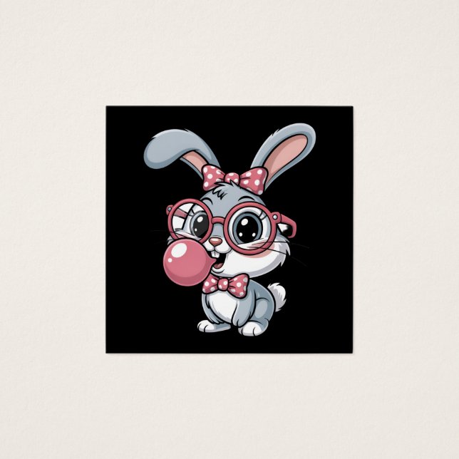 Cute Bunny with Glasses Blowing Bubble Gum (Devant)