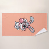 Cute Bunny with Glasses Blowing Bubble Gum Badhanddoek (Badhanddoek)