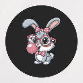 Cute Bunny with Glasses Blowing Bubble Gum Labels (Design 2)