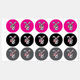Cute Bunny with Glasses Blowing Bubble Gum Labels