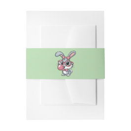 Cute Bunny with Glasses Blowing Bubble Gum Uitnodigingen Wikkel