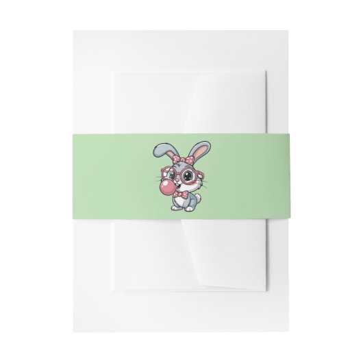Cute Bunny with Glasses Blowing Bubble Gum Uitnodigingen Wikkel (Voorkant Voorbeeld)
