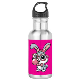 Cute Bunny with Glasses Blowing Bubble Gum Waterfles