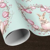 Cute Bunny with Pink Easter Eggs and Wreaths Cadeaupapier