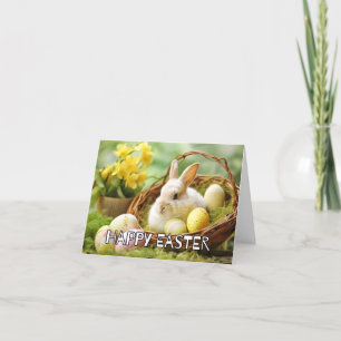 Cute Bunny zegt Happy Pasen Feestdagen Kaart