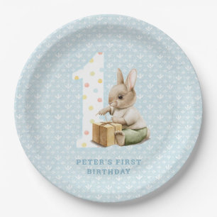 Cute Bunny's eerste verjaardag Papieren Bordje