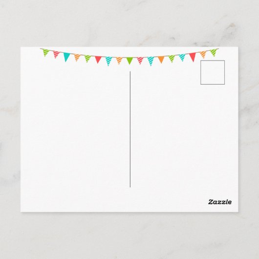 Cute Bunting Flag Birthday Foto bedankt Briefkaart (Achterkant)
