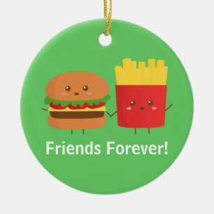 Cute Burger and Fries, Friends Forever Keramisch Ornament