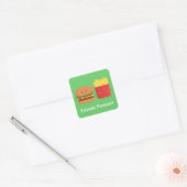 Cute Burger en French Fries Friends Forever Vierkante Sticker (Envelop)