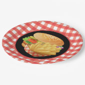 Cute Burger en Fries party Papieren Bordje (Gekanteld)