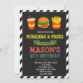 Cute burger et frites invitation au thème (Devant)